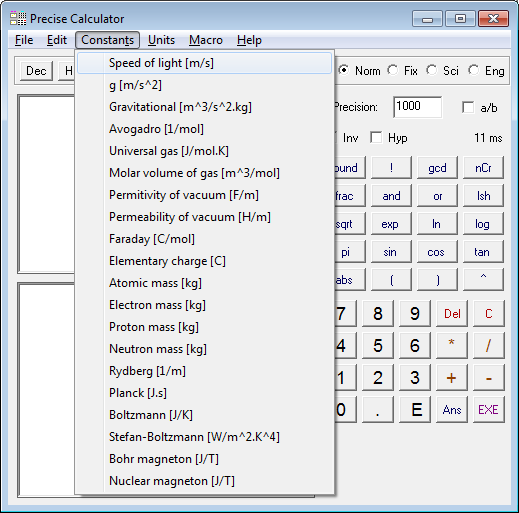 Precise Calculator constants