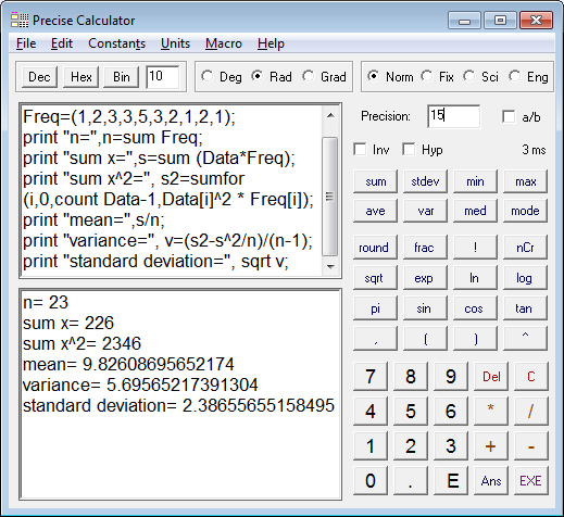 Precise Calculator statistics